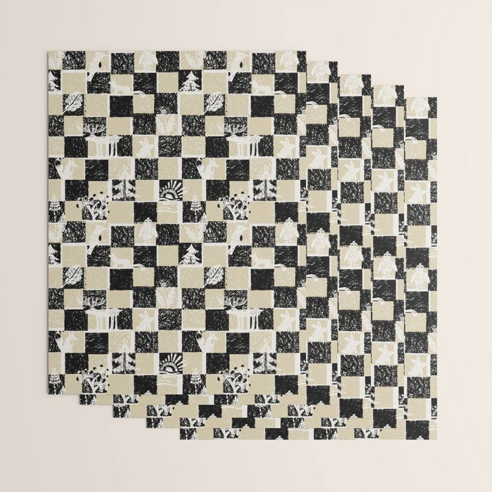 Black Forest check black and white Wrapping Paper Gallery Image 3