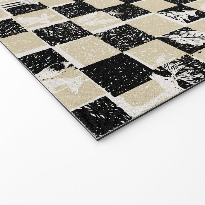 Black Forest check black and white Welcome Mat Gallery Image 2