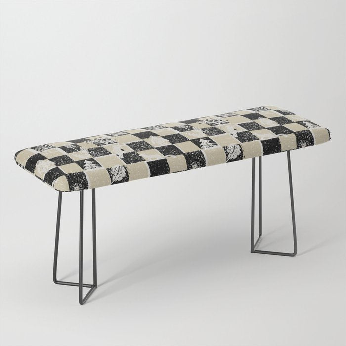 Black Forest check black and white Bench Gallery Image 1