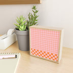 Grid Check Pink and Orange Checkered Pattern Mini Art Print Gallery Image 2