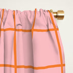 Grid Check Pink and Orange Checkered Pattern Window Curtain Gallery Image 2
