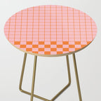 Grid Check Pink and Orange Checkered Pattern Side Table Gallery Image 2