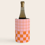 Grid Check Pink and Orange Checkered Pattern Wine Chiller Gallery Image 3