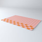 Grid Check Pink and Orange Checkered Pattern Rug Gallery Image 3