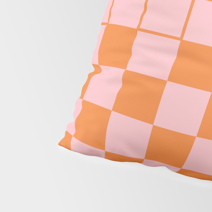 Grid Check Pink and Orange Checkered Pattern Pillow Sham Gallery Image 4