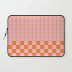 Grid Check Pink and Orange Checkered Pattern Laptop Sleeve Gallery Image 1