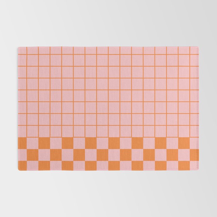 Grid Check Pink and Orange Checkered Pattern Rug Gallery Image 2