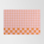 Grid Check Pink and Orange Checkered Pattern Rug Gallery Image 2