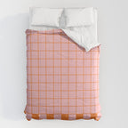 Grid Check Pink and Orange Checkered Pattern Comforter Gallery Image 6