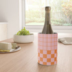 Grid Check Pink and Orange Checkered Pattern Wine Chiller Gallery Image 4