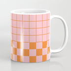 Grid Check Pink and Orange Checkered Pattern Coffee Mug Gallery Image 1