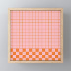 Grid Check Pink and Orange Checkered Pattern Mini Art Print Gallery Image 1
