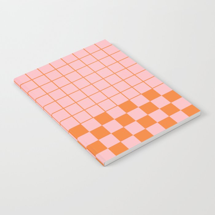 Grid Check Pink and Orange Checkered Pattern Notebook Gallery Image 1