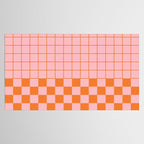 Grid Check Pink and Orange Checkered Pattern Tablecloth Gallery Image 2