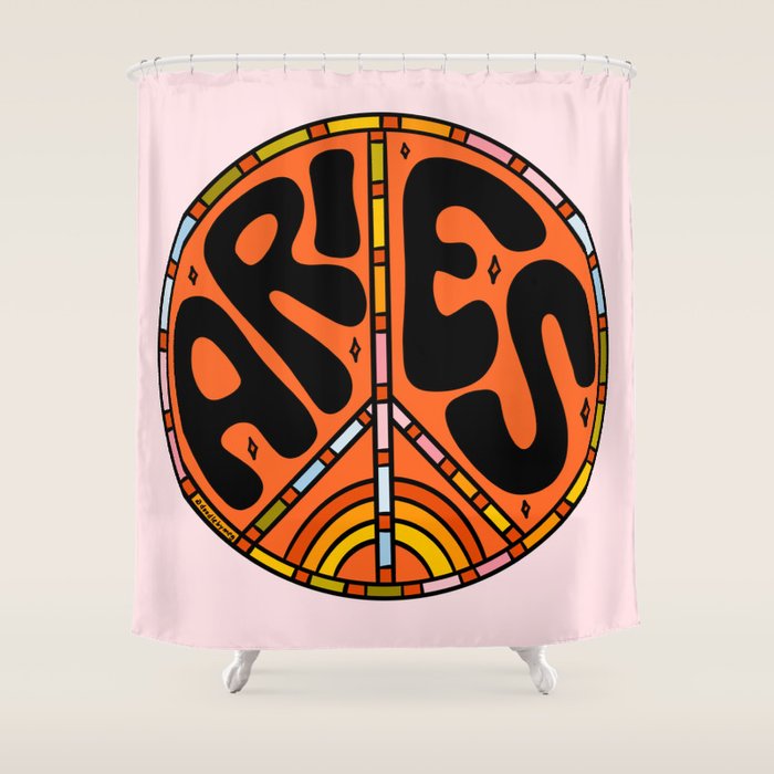 Aries Peace Sign Shower Curtain Gallery Image 1