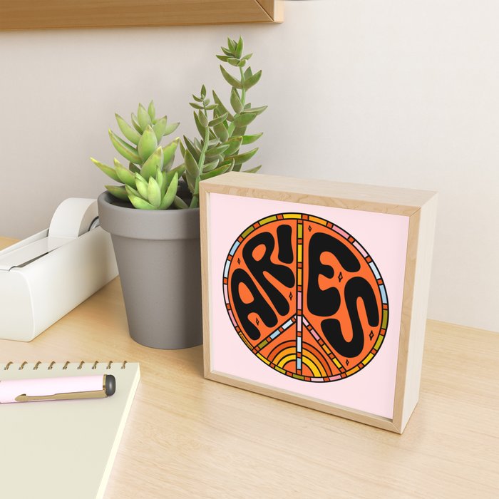 Aries Peace Sign Mini Art Print Gallery Image 2