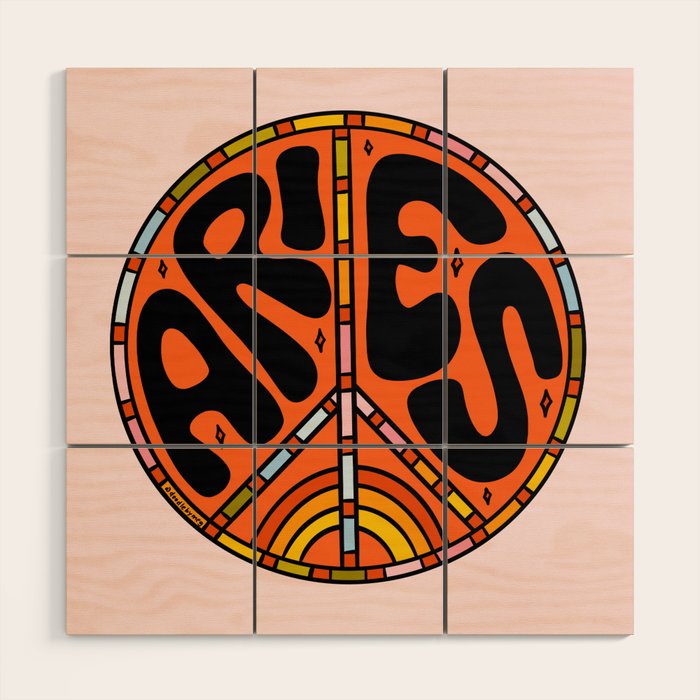 Aries Peace Sign Wood Wall Art Gallery Image 1