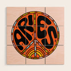 Aries Peace Sign Wood Wall Art Gallery Image 1