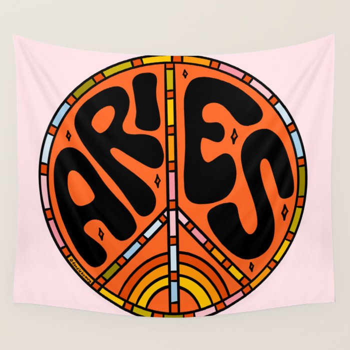 Aries Peace Sign Wall Tapestry Gallery Image 4
