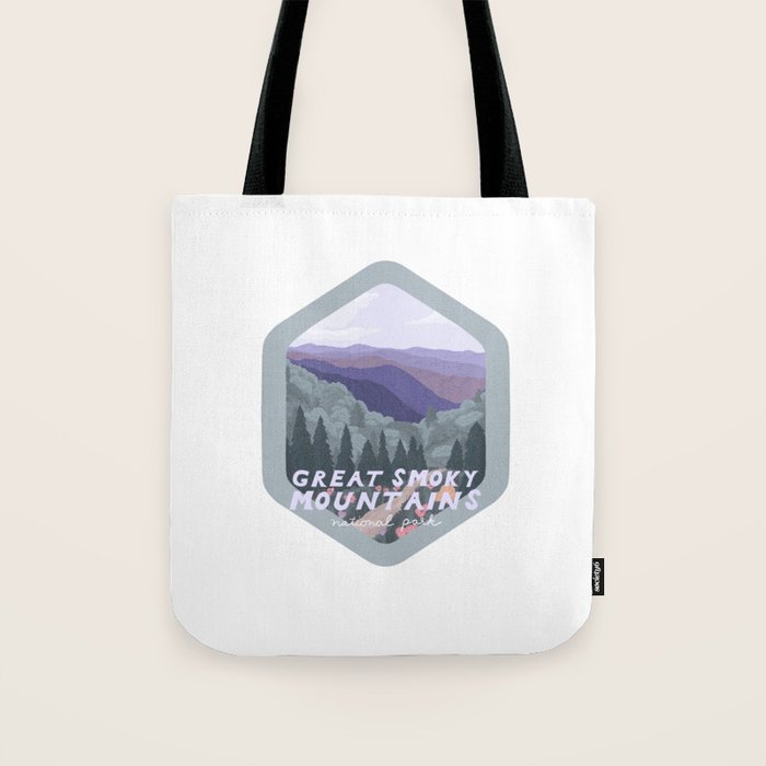 Great Smoky Mountains National Park, National Parks Illustrated, Gatlinburg, Tennessee  Tote Bag Gallery Image 1