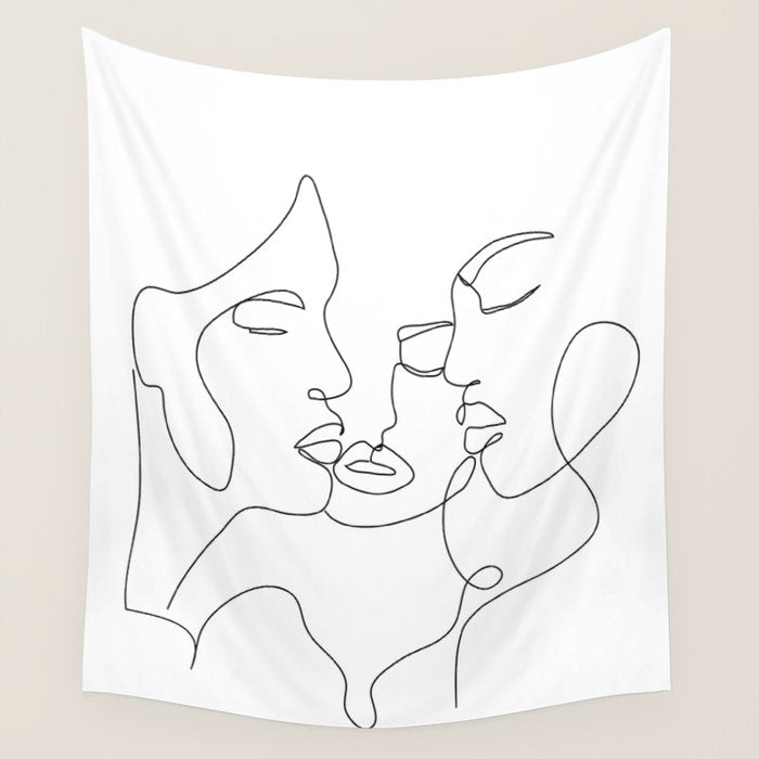 Line Faces 01  Wall Tapestry Gallery Image 4