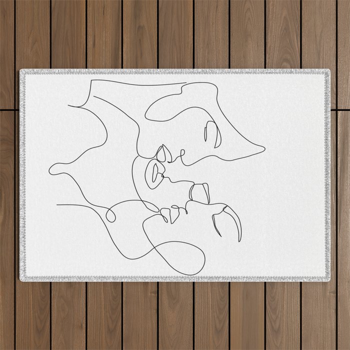 Line Faces 01  Outdoor Rug Gallery Image 1