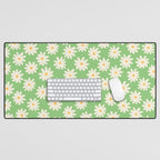 Retro Daisy Flower in Green Desk Mat Gallery Image 1