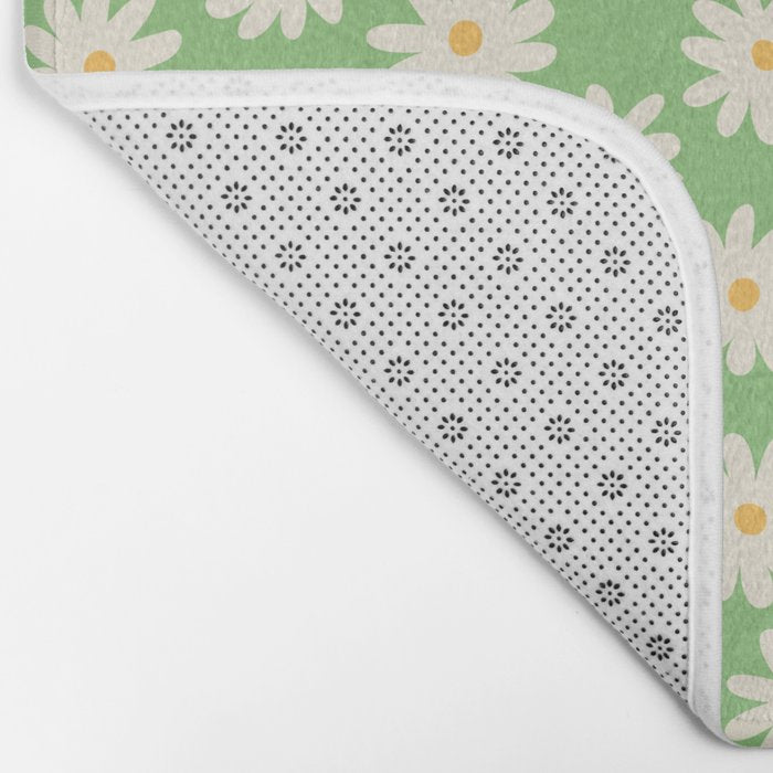 Retro Daisy Flower in Green Bath Mat Gallery Image 2