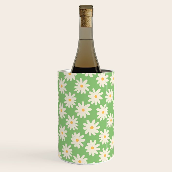 Retro Daisy Flower in Green Wine Chiller Gallery Image 3