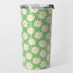 Retro Daisy Flower in Green Travel Mug Gallery Image 2