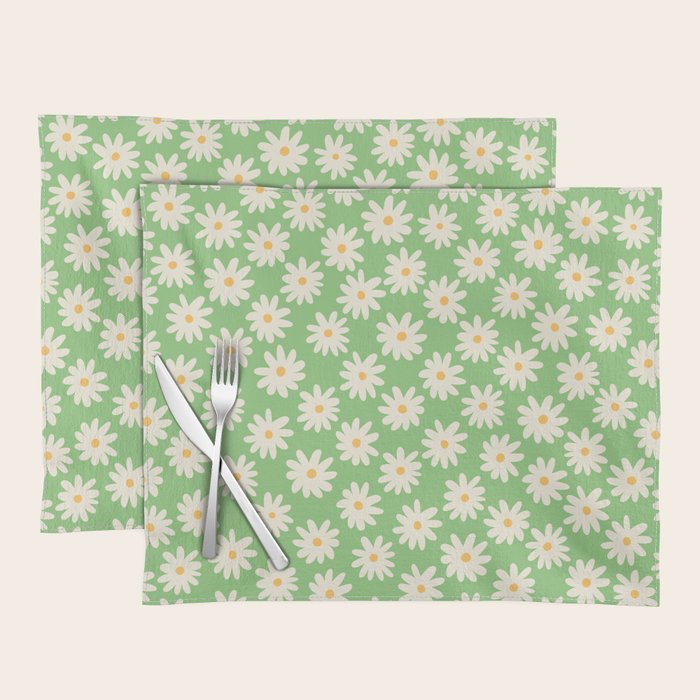 Retro Daisy Flower in Green Placemat Gallery Image 1