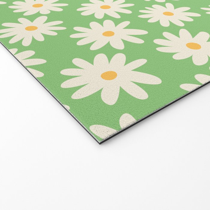 Retro Daisy Flower in Green Welcome Mat Gallery Image 2