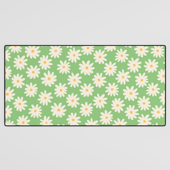 Retro Daisy Flower in Green Desk Mat Gallery Image 3