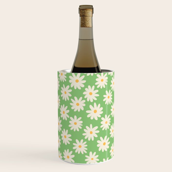 Retro Daisy Flower in Green Wine Chiller Gallery Image 2