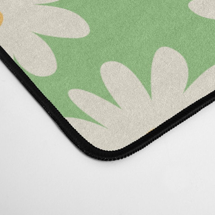 Retro Daisy Flower in Green Desk Mat Gallery Image 4