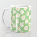 Retro Daisy Flower in Green Coffee Mug Gallery Image 3