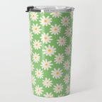 Retro Daisy Flower in Green Travel Mug Gallery Image 3