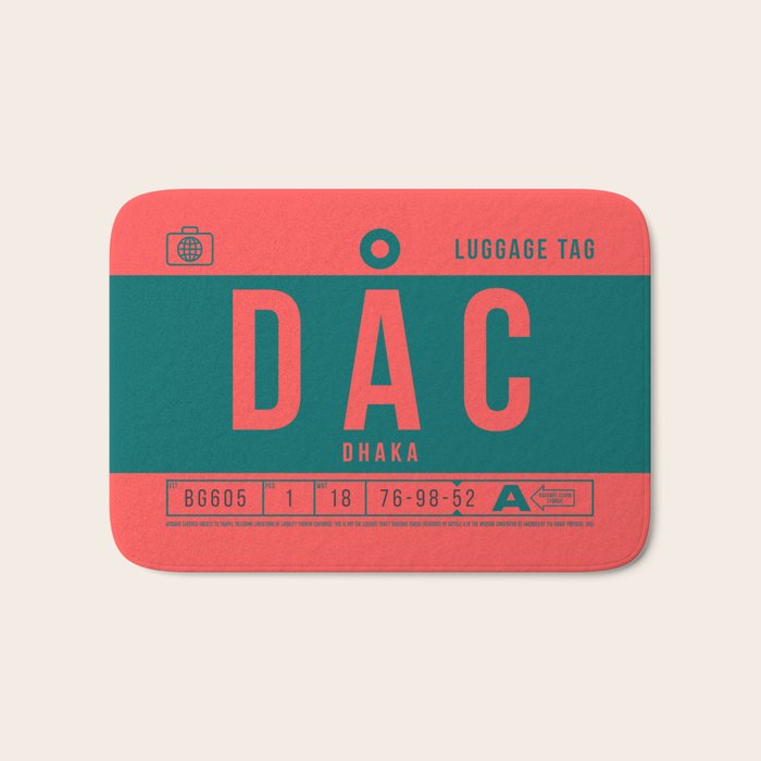 Luggage Tag B - DAC Dhaka Bangladesh Bath Mat Gallery Image 1