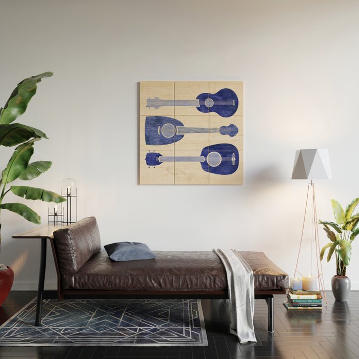 Indigo Blue Ukuleles Wood Wall Art Gallery Image 2