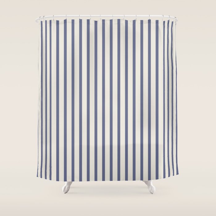 Blue And Cream Striped Shower Curtain Gallery Image 1