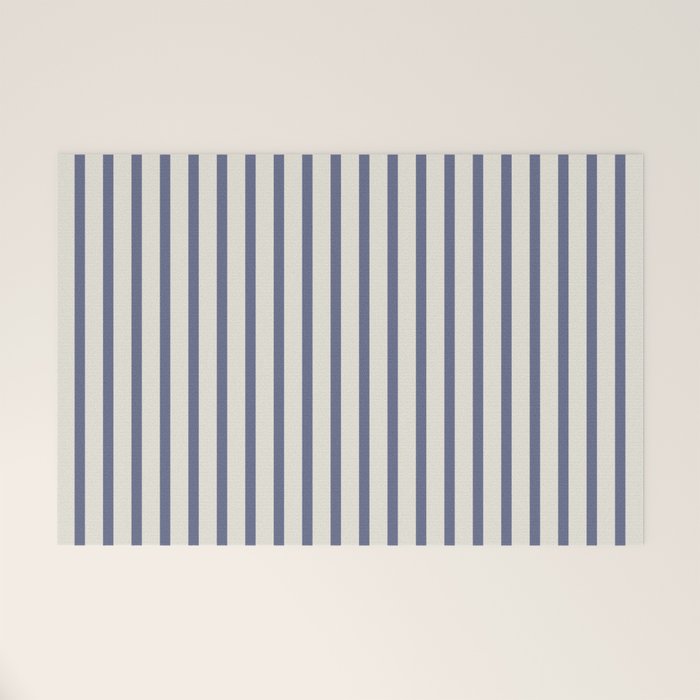 Blue And Cream Striped Welcome Mat Gallery Image 1