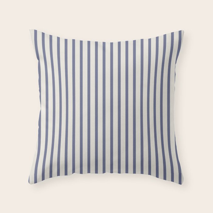Blue And Cream Striped Throw Pillow Gallery Image 1