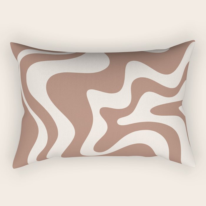 Retro Liquid Swirl Abstract Inspired by PANTONE 17 1230 Color of the Year Mocha Mousse Rectangular Pillow Gallery Image 1
