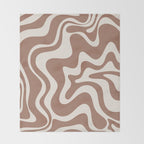 Retro Liquid Swirl Abstract Inspired by PANTONE 17 1230 Color of the Year Mocha Mousse Throw Blanket Gallery Image 2