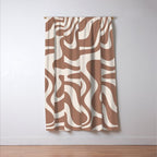 Retro Liquid Swirl Abstract Inspired by PANTONE 17 1230 Color of the Year Mocha Mousse Window Curtain Gallery Image 3