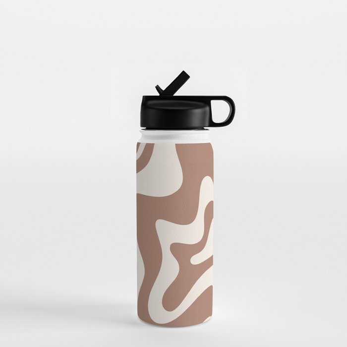 Retro Liquid Swirl Abstract Inspired by PANTONE 17 1230 Color of the Year Mocha Mousse Water Bottle Gallery Image 1