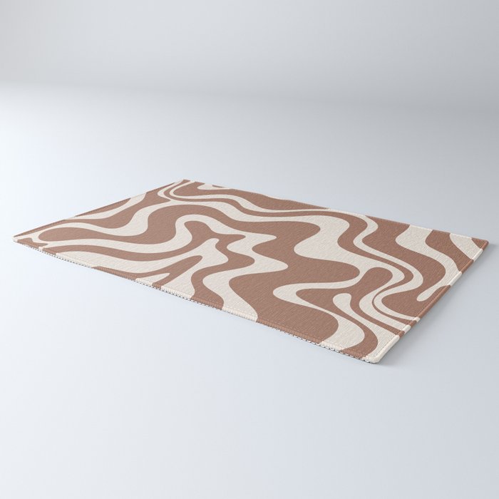 Retro Liquid Swirl Abstract Inspired by PANTONE 17 1230 Color of the Year Mocha Mousse Rug Gallery Image 3