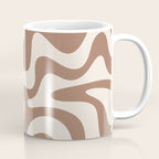 Retro Liquid Swirl Abstract Inspired by PANTONE 17 1230 Color of the Year Mocha Mousse Coffee Mug Gallery Image 1