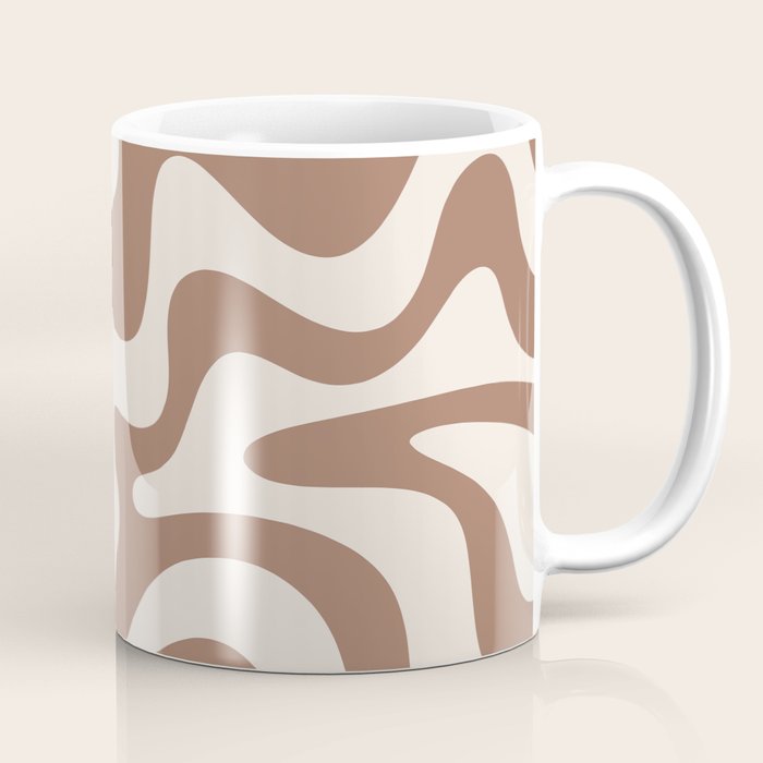 Retro Liquid Swirl Abstract Inspired by PANTONE 17 1230 Color of the Year Mocha Mousse Coffee Mug Gallery Image 1