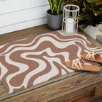 Retro Liquid Swirl Abstract Inspired by PANTONE 17 1230 Color of the Year Mocha Mousse Outdoor Rug Gallery Image 2